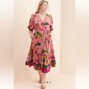Emily Lovelock Tropical Flounce Midi Dress from Anthropologie